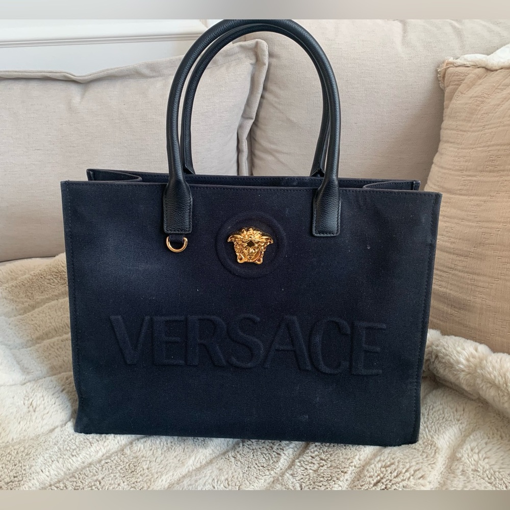 Versace Black Canvas Medusa Tote